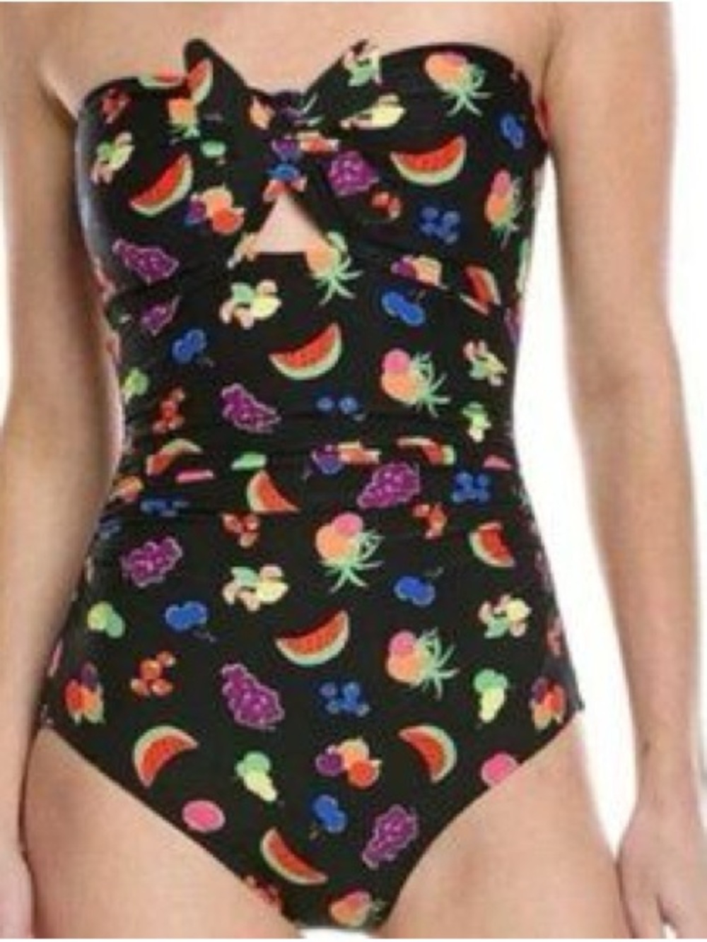 kate spade Black One-Piece Swimsuit with Multicolor Fruit Print